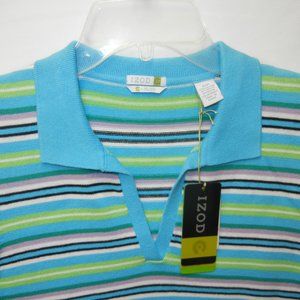 NEW! Izod Sz Sm Sleeveless Sweater Top V Neck Collar Blouse Knit Ribbed Golf NWT